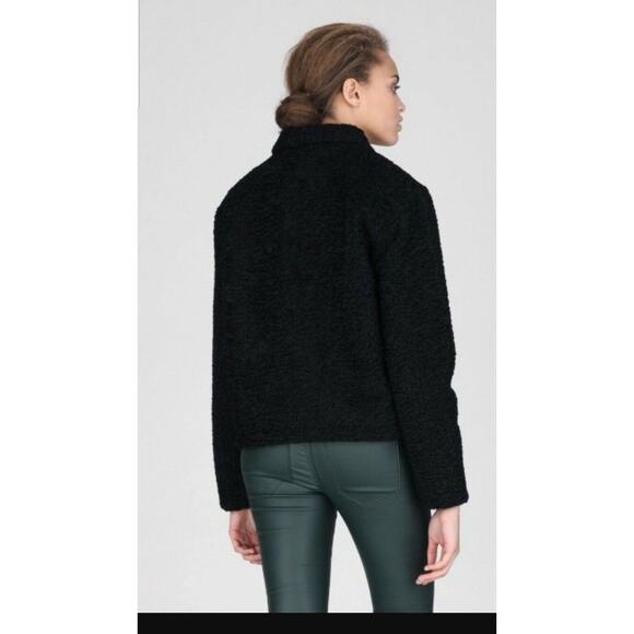 New Dr Denim Emlin Box Crop Faux Shearling Jacket Black Boucle Small $220 - Picture 5 of 5